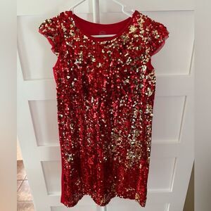 New Wonderkids Red and Gold Sequin Dress size XL or women small